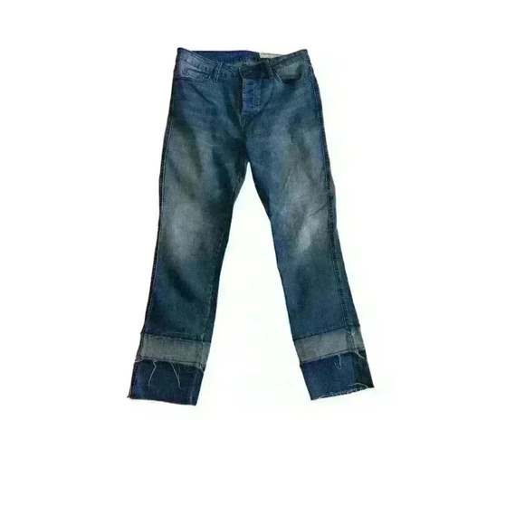 Women's Jeans Size Medium M Two‎ Toned Button Fly Straight Fray Raw Hem Wishlist - Picture 10 of 10
